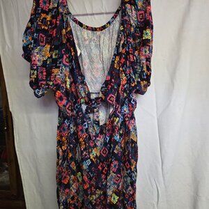 Bright patterned swim cover-up